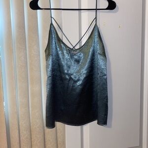 HYFVE Teal satin spaghetti strapped top